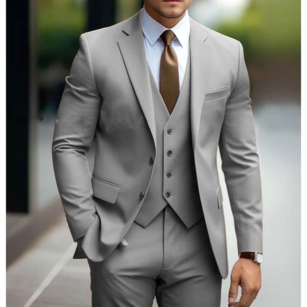 Men’s 3-Piece Suit – Business Casual Wedding Groom Outfit