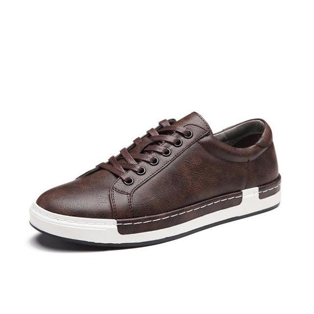Men’s Leather Casual Shoes – Handmade Lace-Up Sneakers