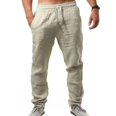 Men’s Linen Pants – Casual Lightweight Drawstring Trousers