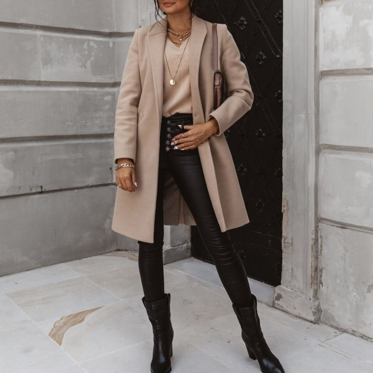 Women’s Long Coat – Winter Trench Jacket with Oversized Fit