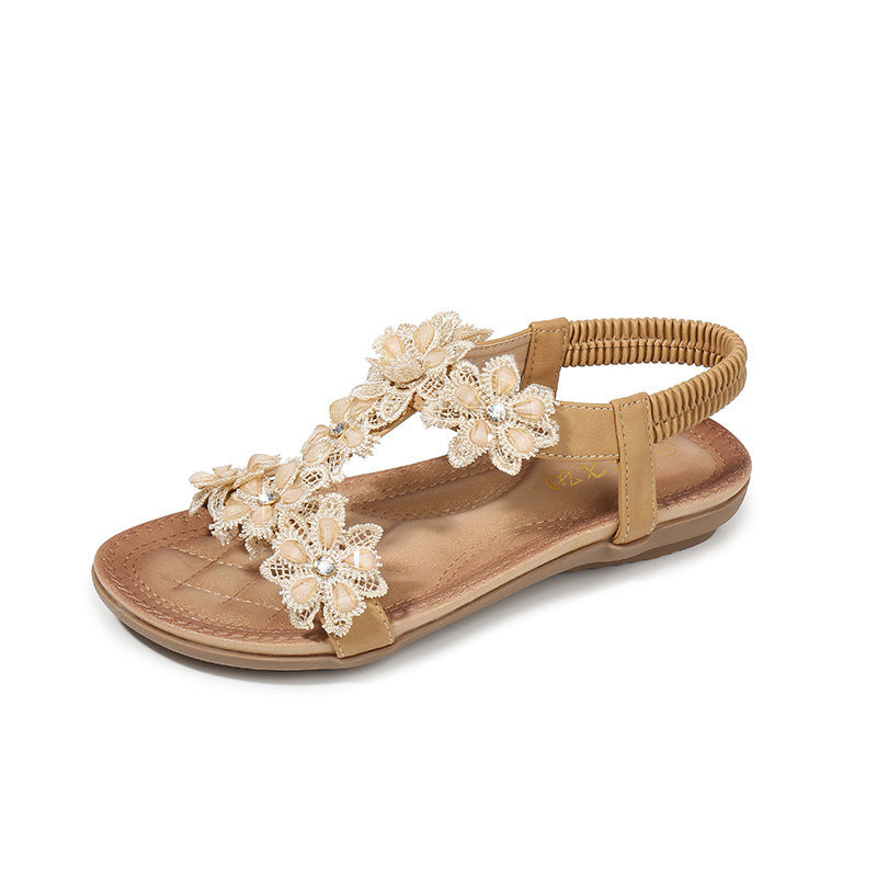 Women’s T-Strap Sandals – Floral Beach Summer Sandals