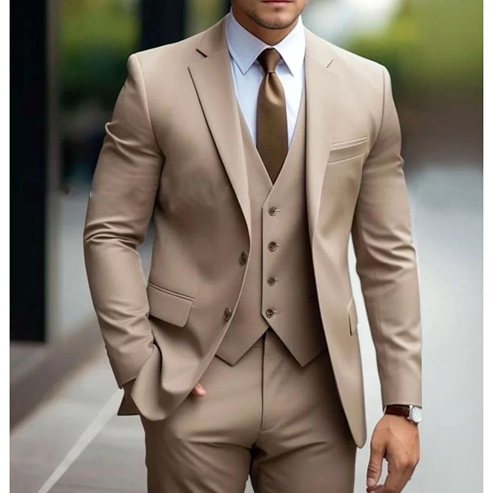 Men’s 3-Piece Suit – Business Casual Wedding Groom Outfit