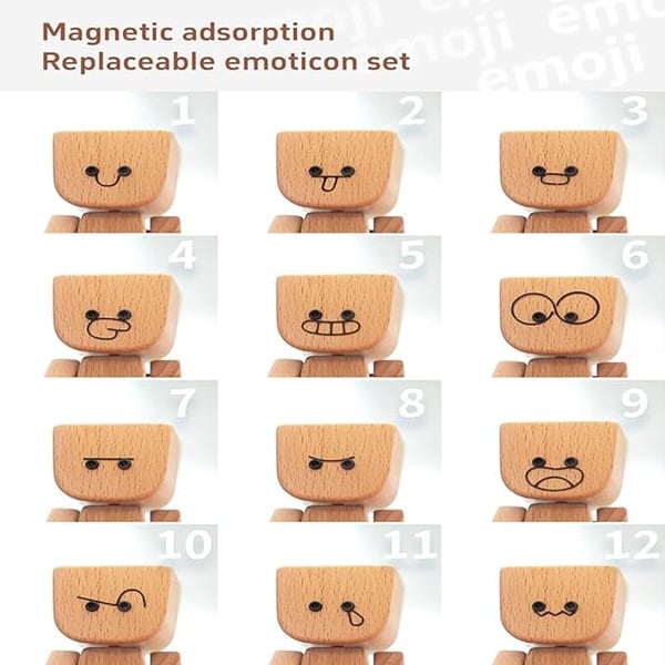 HappyTimber – Wooden Sway Figure with 12 Magnetic Emotions
