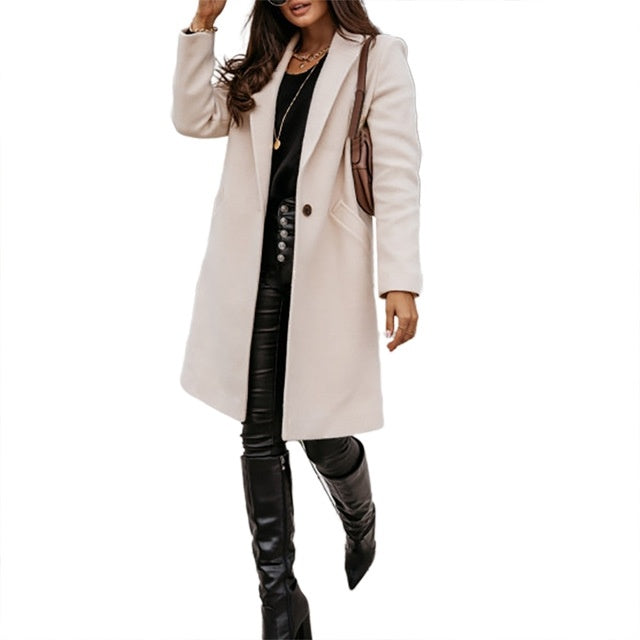 Women’s Long Coat – Winter Trench Jacket with Oversized Fit