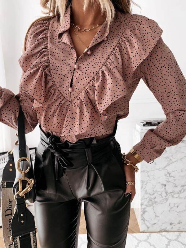 Women’s Long Sleeve Blouse – Casual Button Down Shirt Top