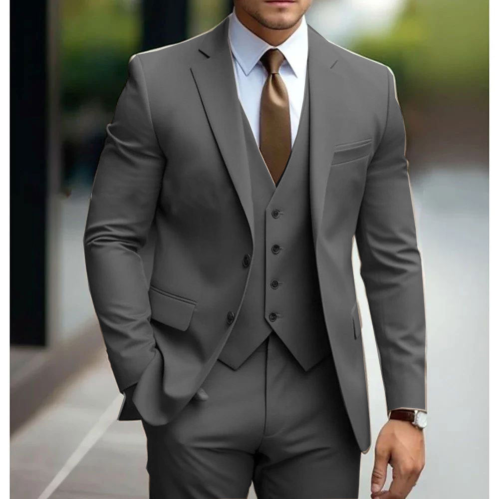 Men’s 3-Piece Suit – Business Casual Wedding Groom Outfit