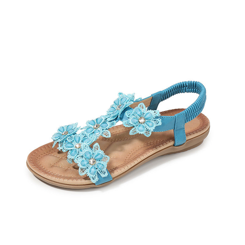 Women’s T-Strap Sandals – Floral Beach Summer Sandals