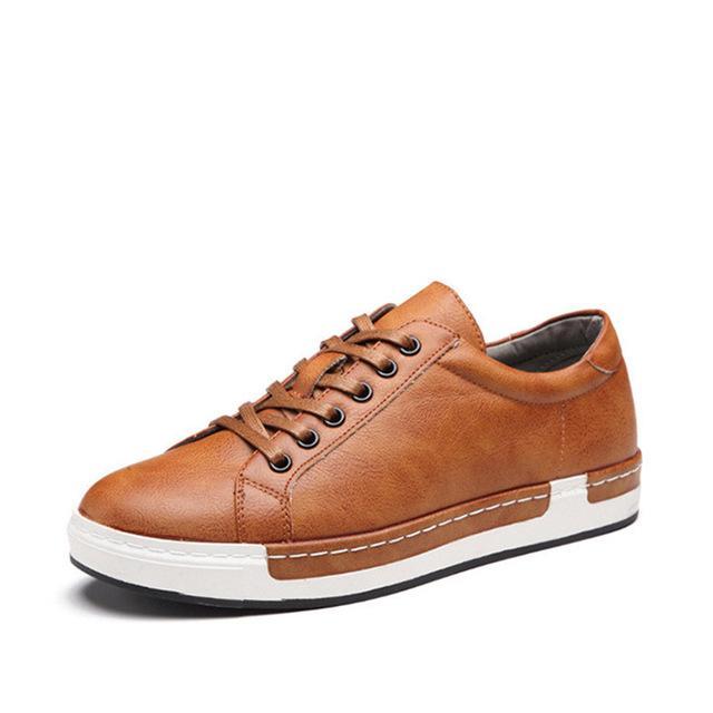 Men’s Leather Casual Shoes – Handmade Lace-Up Sneakers