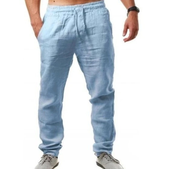 Men’s Linen Pants – Casual Lightweight Drawstring Trousers