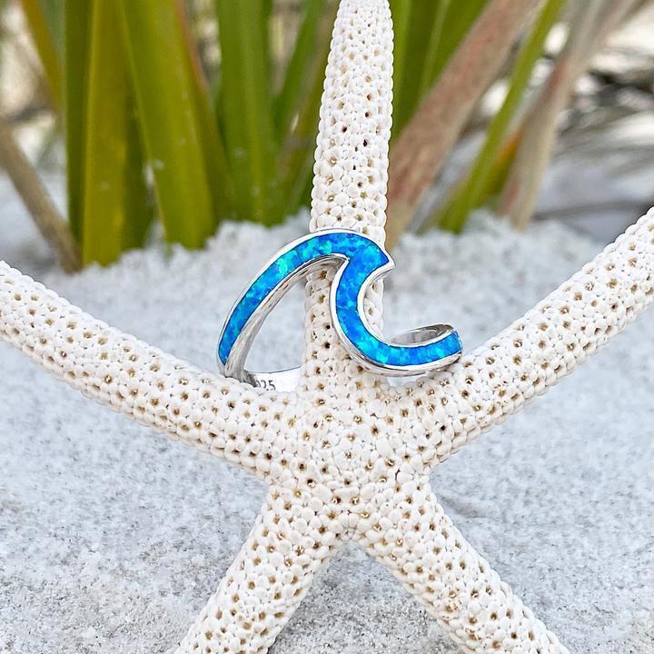Sea Wave Ring made of Opal and Silver