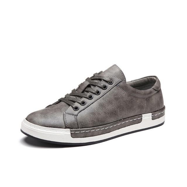 Men’s Leather Casual Shoes – Handmade Lace-Up Sneakers