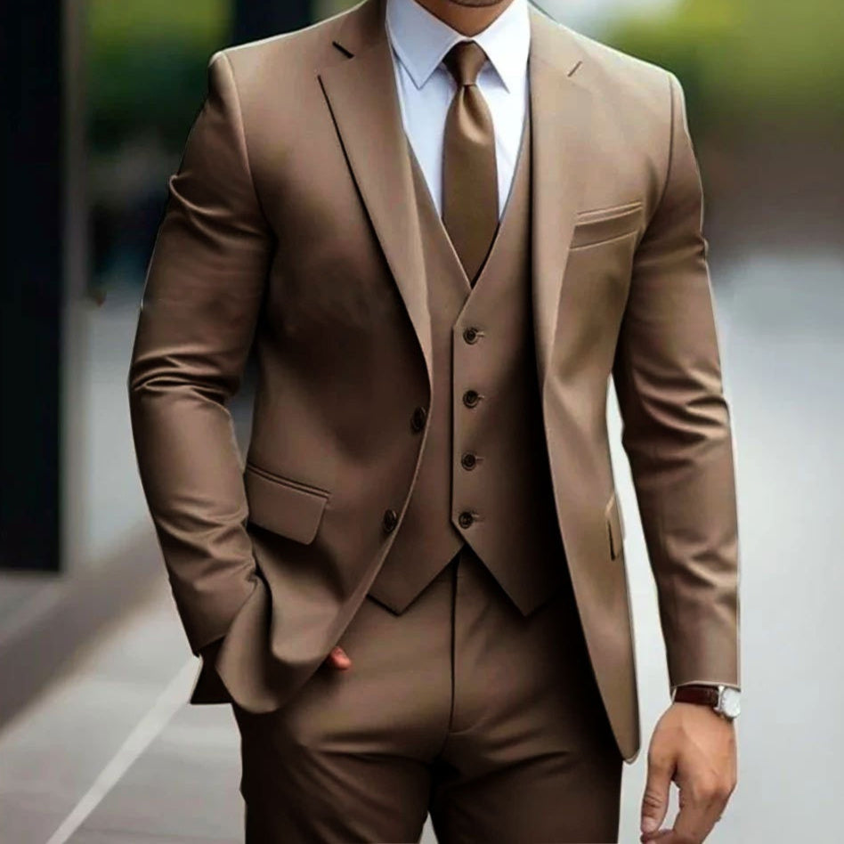 Men’s 3-Piece Suit – Business Casual Wedding Groom Outfit