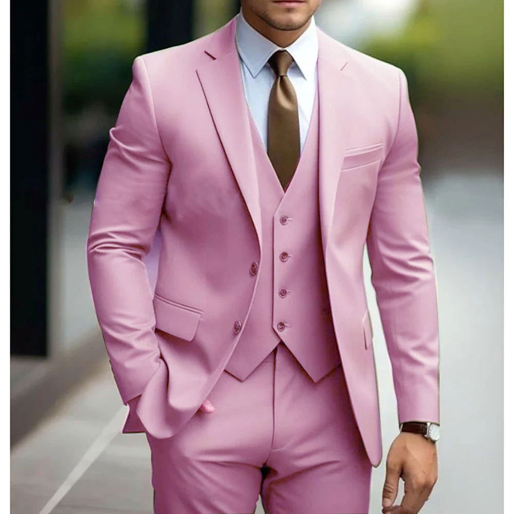 Men’s 3-Piece Suit – Business Casual Wedding Groom Outfit