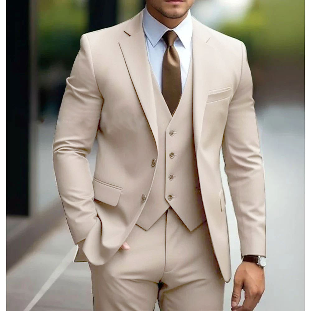 Men’s 3-Piece Suit – Business Casual Wedding Groom Outfit