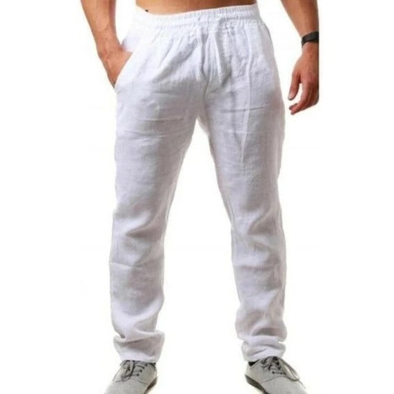 Men’s Linen Pants – Casual Lightweight Drawstring Trousers