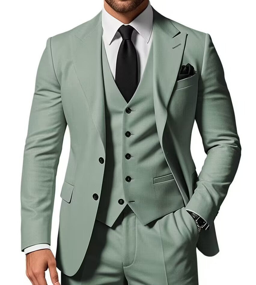 Men’s 3-Piece Suit – Business Casual Wedding Groom Outfit