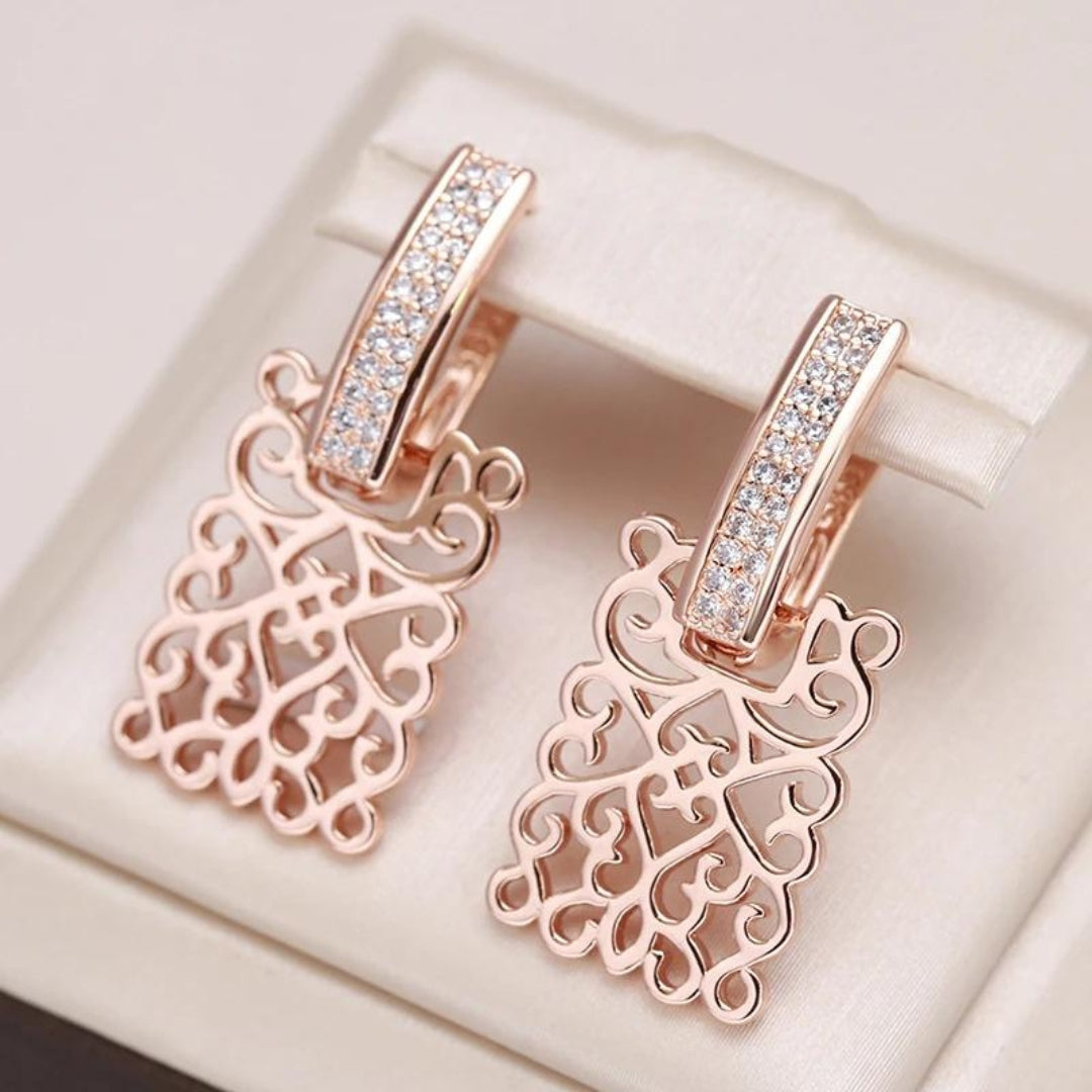 Rose gold earrings with cubic zirconia