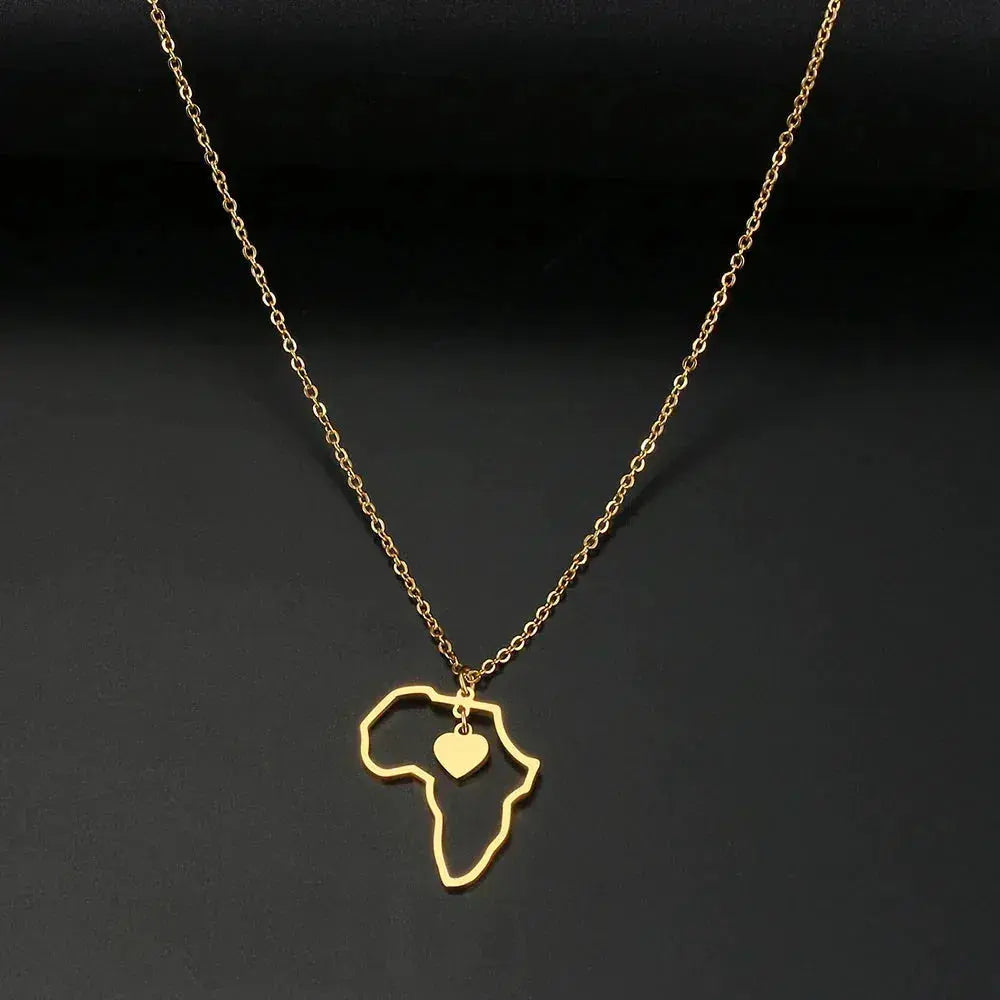 Gold Heart of the Continent Necklace