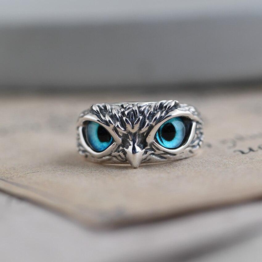 Lucky Owl Adjustable Ring Made of Silver and Opal