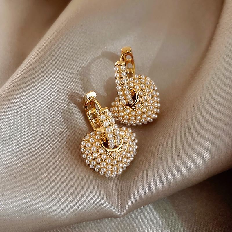 Gold earrings "Pearls of Love