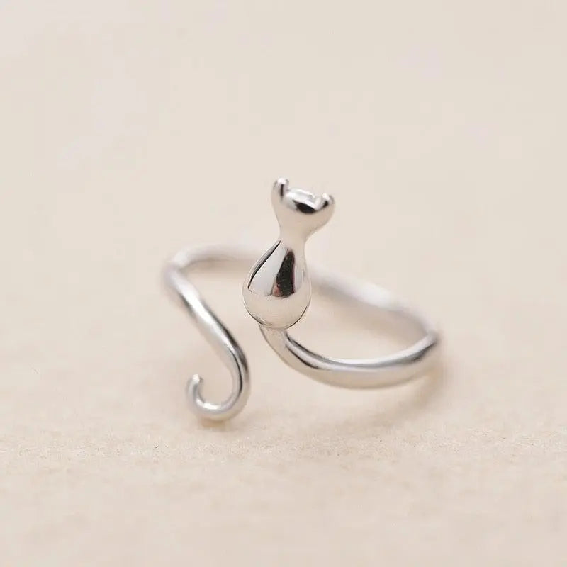 Silver Cat in Boots Ring