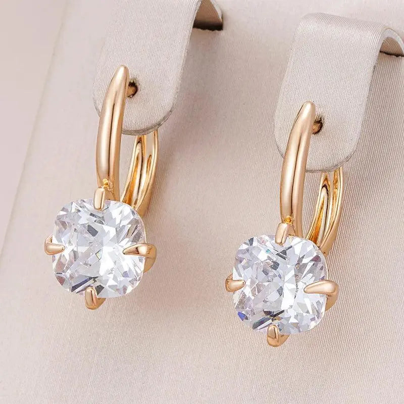 Round Crystal Earrings in Gold