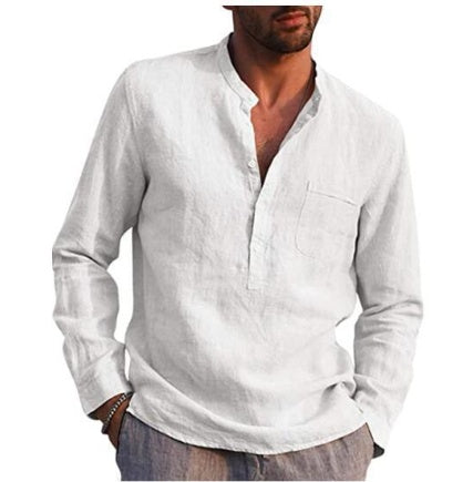 Men’s Linen Shirt – Casual Long Sleeve Button Down Top