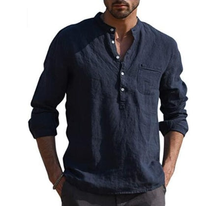 Men’s Linen Shirt – Casual Long Sleeve Button Down Top