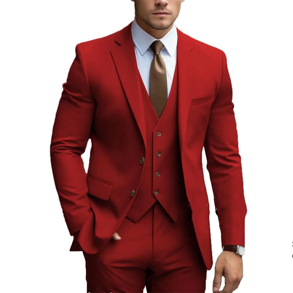 Men’s 3-Piece Suit – Business Casual Wedding Groom Outfit