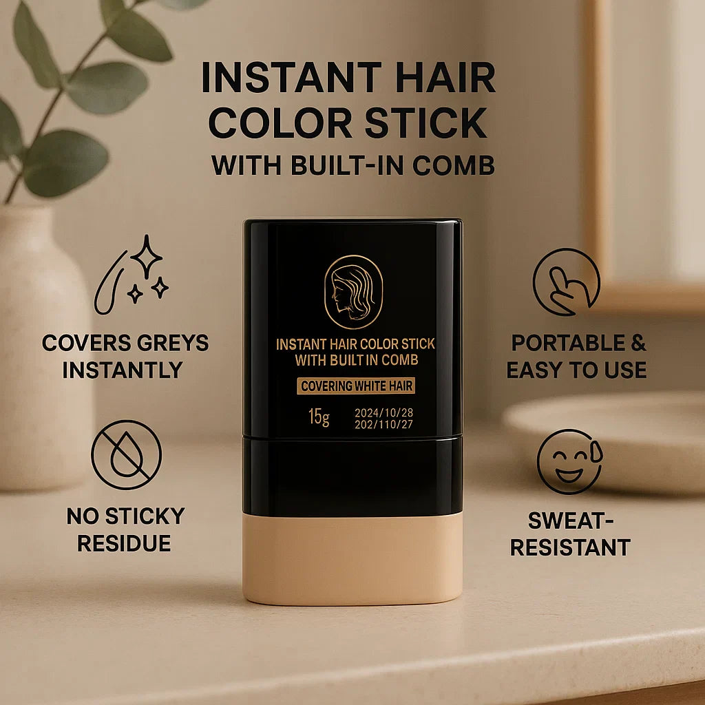 Immediate Hair Colour Stick with Built-In Comb - The 30-Second Fix for Grey Roots