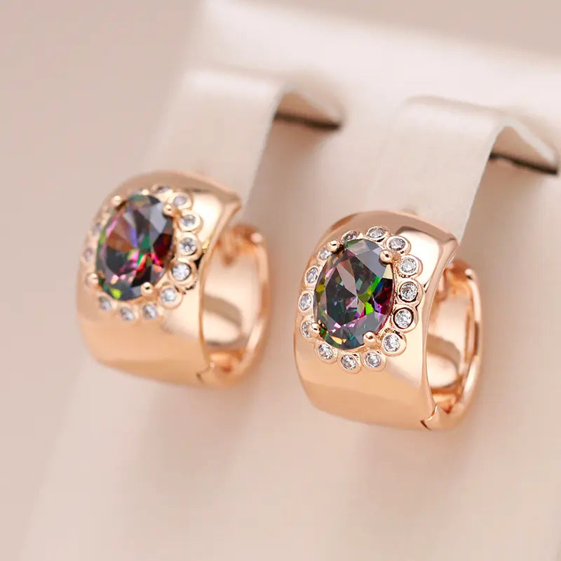 Small Golden Multicolor Crystal Earrings