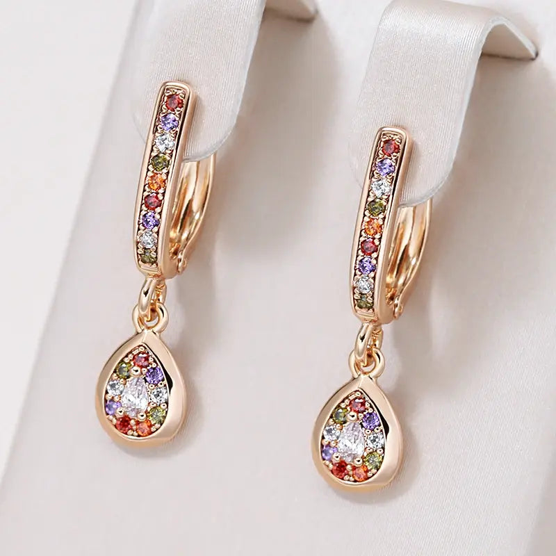 Multicolored Zircon Drop Earrings