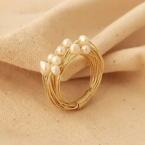 Ring with Pearls and Gold Threads