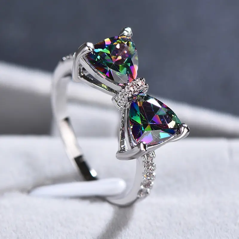 Colorful Zirconia Silver Ring