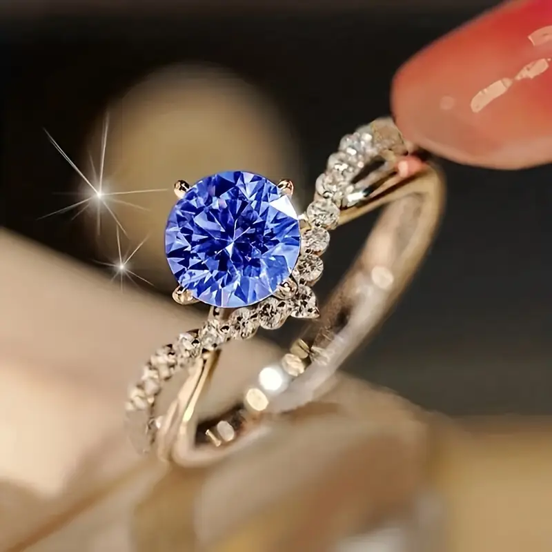 Enchanting Ring with Blue Crystal