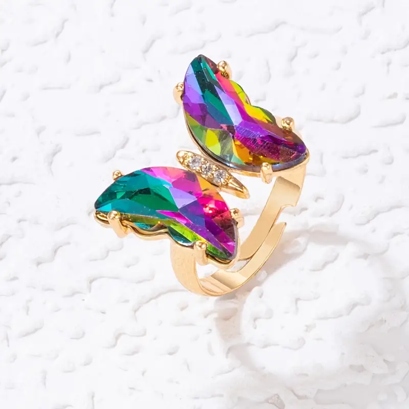 Ring with colorful butterfly