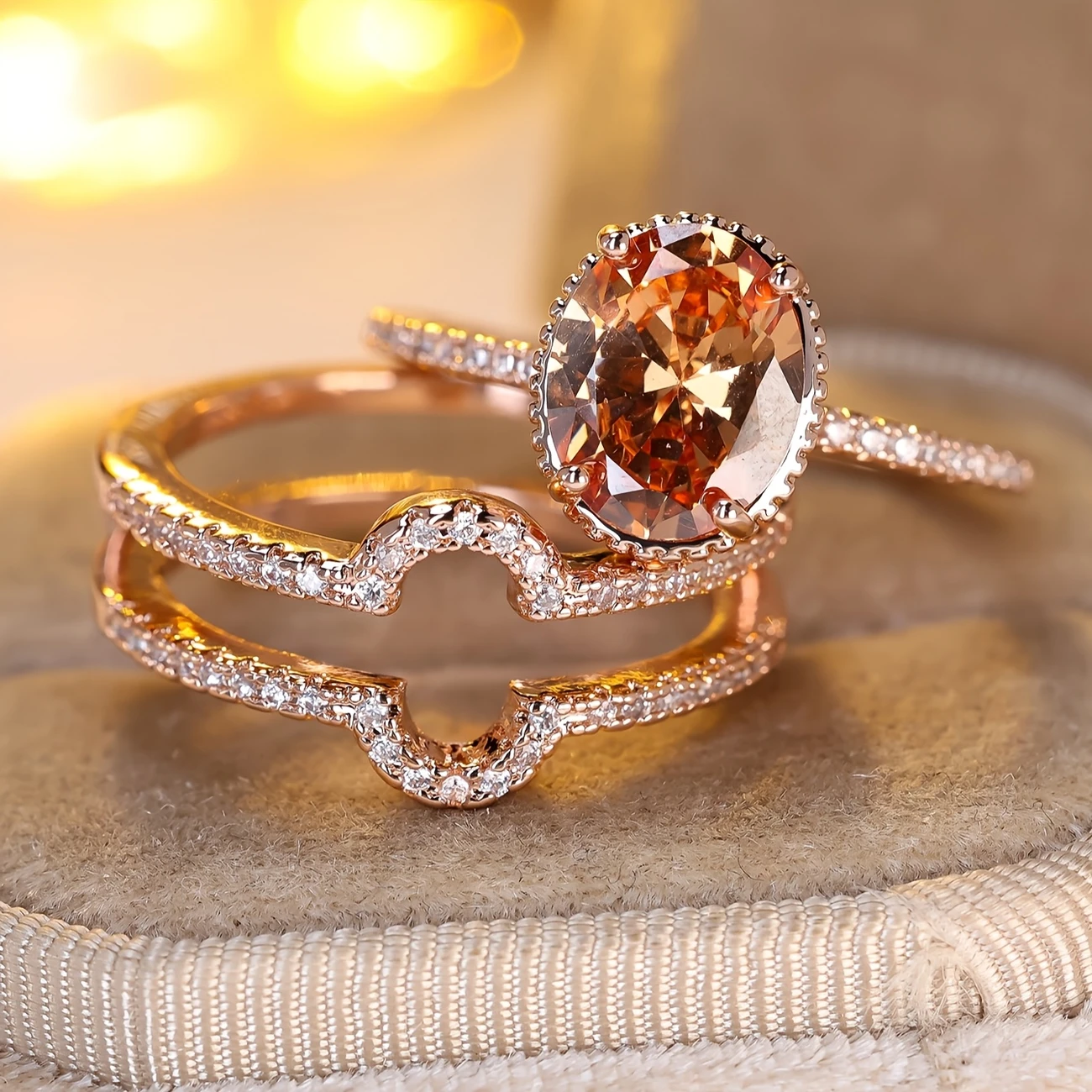 Ring set with crystal in orange