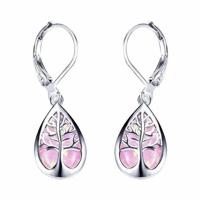 Tree of Life Earrings made of Opal and Silver