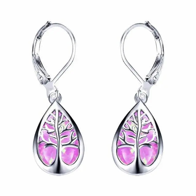 Tree of Life Earrings made of Opal and Silver